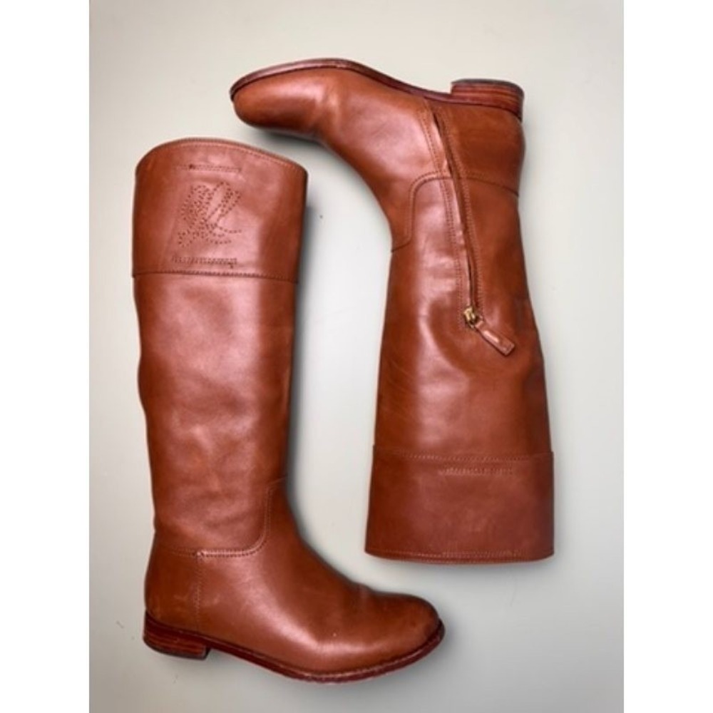 Lauren‎ Ralph Lauren Riding Boots Women's 6.5 Brown Justine Burnished Equestrian